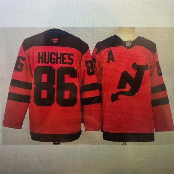 😎Jack Hughes Stitched Red Jersey🤓